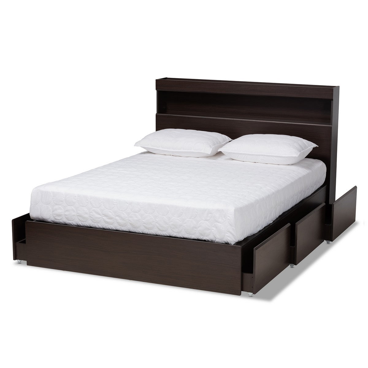 Baxton Studio Blaine Modern and Contemporary Dark Brown Finished Wood Queen Size 6-Drawer Platform Storage Bed