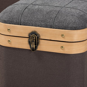 Baxton Studio Clarence Modern and Contemporary Transitional Dark Grey and Dark Brown Fabric Upholstered Oak Brown Finished 3-Piece Storage Ottoman Trunk Set