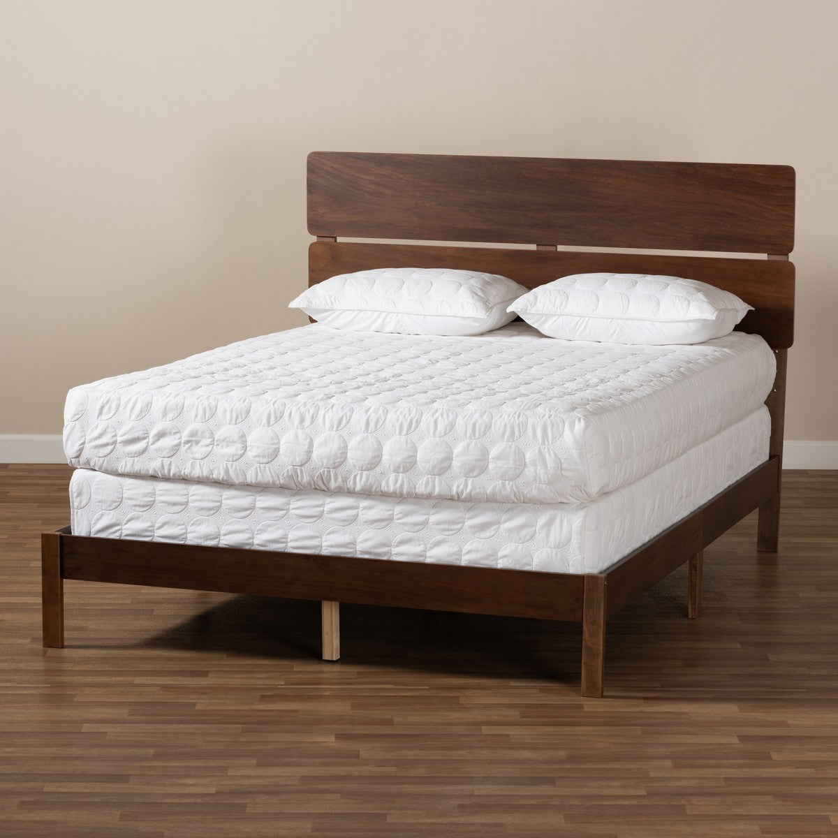 Baxton Studio Anthony Modern and Contemporary Walnut Brown Finished Wood King Size Panel Bed