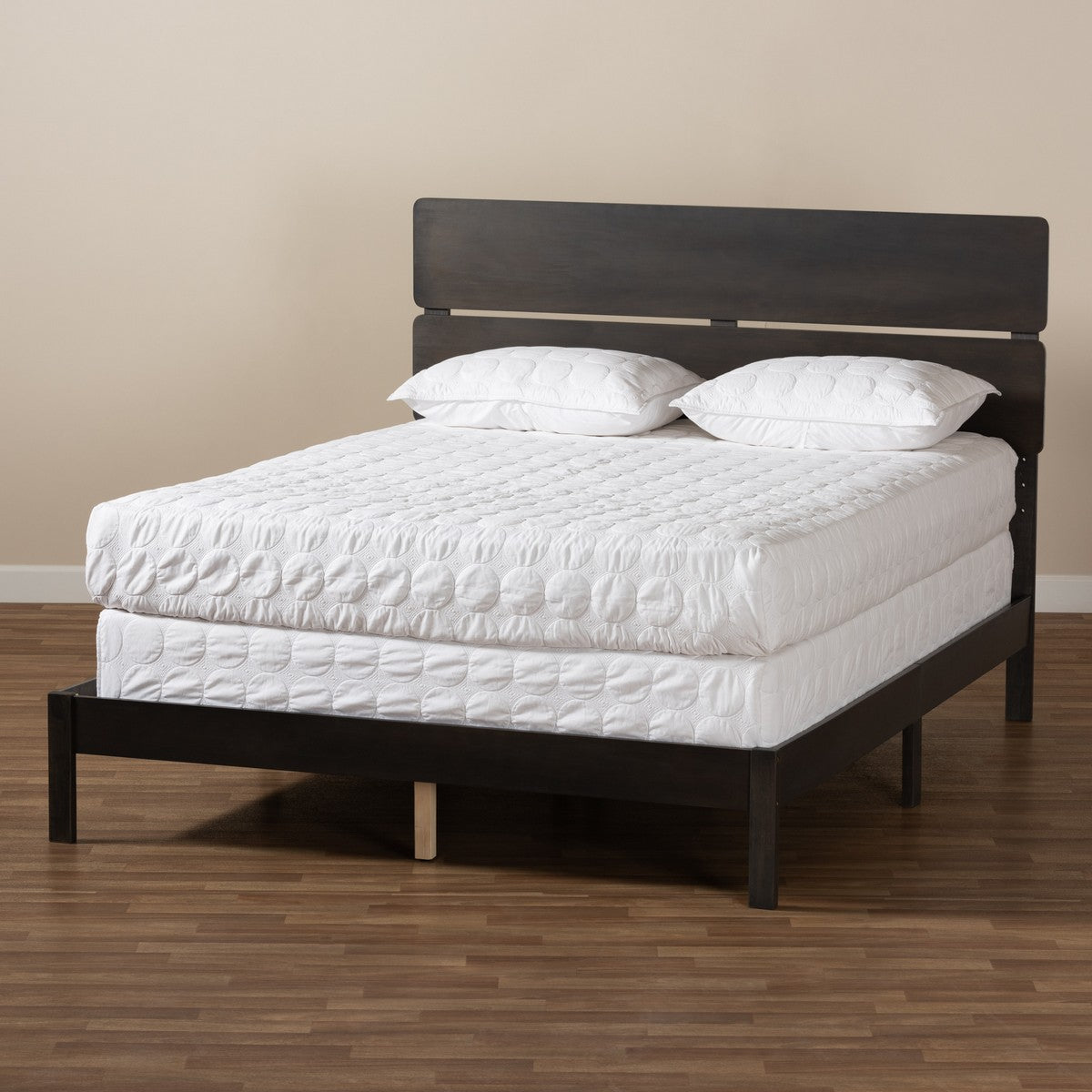 Baxton Studio Anthony Modern and Contemporary Dark Grey Oak Finished Wood Queen Size Panel Bed