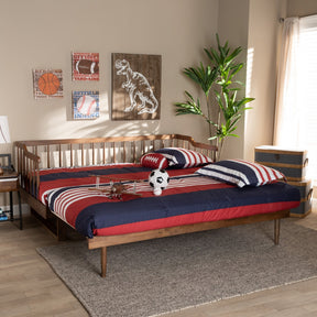 Baxton Studio Muriel Modern and Transitional Walnut Brown Finished Wood Expandable Twin Size to King Size Spindle Daybed