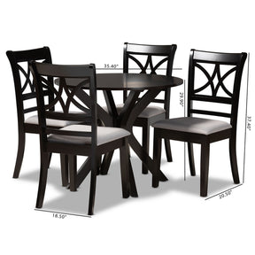 Baxton Studio Julia Modern and Contemporary Grey Fabric Upholstered and Dark Brown Finished Wood 5-Piece Dining Set