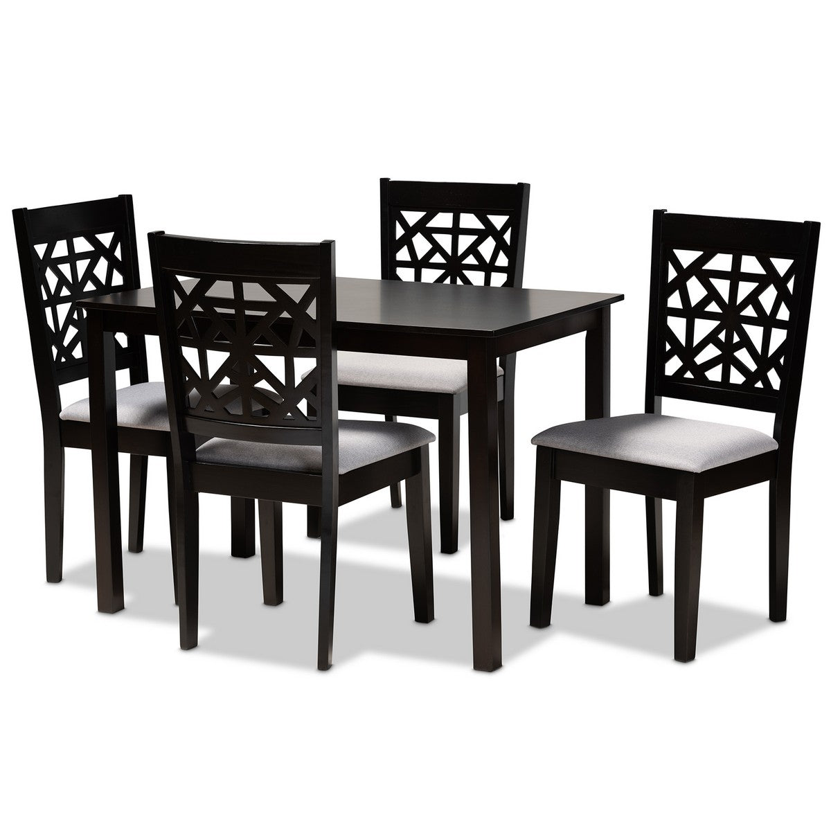 Baxton Studio Jackson Modern and Contemporary Grey Fabric Upholstered and Espresso Brown Finished Wood 5-Piece Dining Set Baxton Studio-Dining Sets-Minimal And Modern - 1