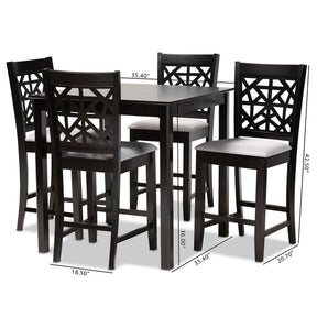 Baxton Studio Devon Modern and Contemporary Grey Fabric Upholstered and Espresso Brown Finished Wood 5-Piece Pub Dining Set