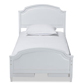 Baxton Studio Elise Classic and Traditional Transitional White Finished Wood Twin Size Storage Platform Bed