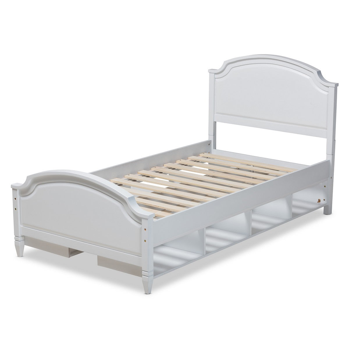 Baxton Studio Elise Classic and Traditional Transitional White Finished Wood Twin Size Storage Platform Bed