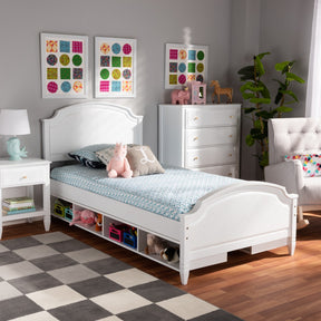 Baxton Studio Elise Classic and Traditional Transitional White Finished Wood Twin Size Storage Platform Bed