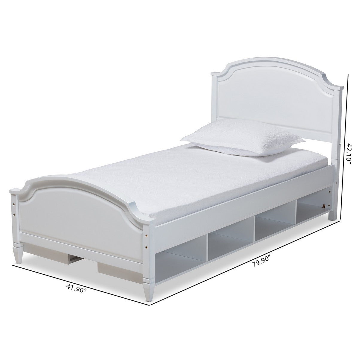 Baxton Studio Elise Classic and Traditional Transitional White Finished Wood Twin Size Storage Platform Bed