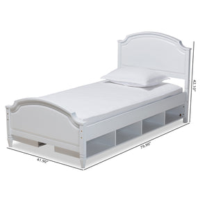 Baxton Studio Elise Classic and Traditional Transitional White Finished Wood Twin Size Storage Platform Bed