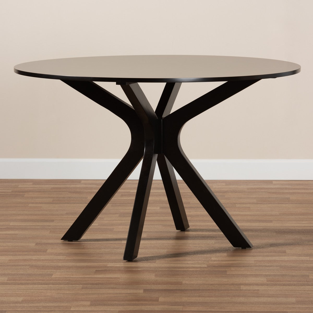 Baxton Studio Kenji Modern and Contemporary Dark Brown Finished 48-Inch-Wide Round Wood Dining Table