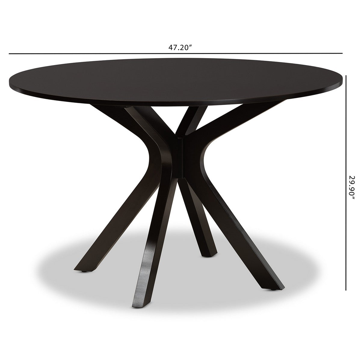 Baxton Studio Kenji Modern and Contemporary Dark Brown Finished 48-Inch-Wide Round Wood Dining Table