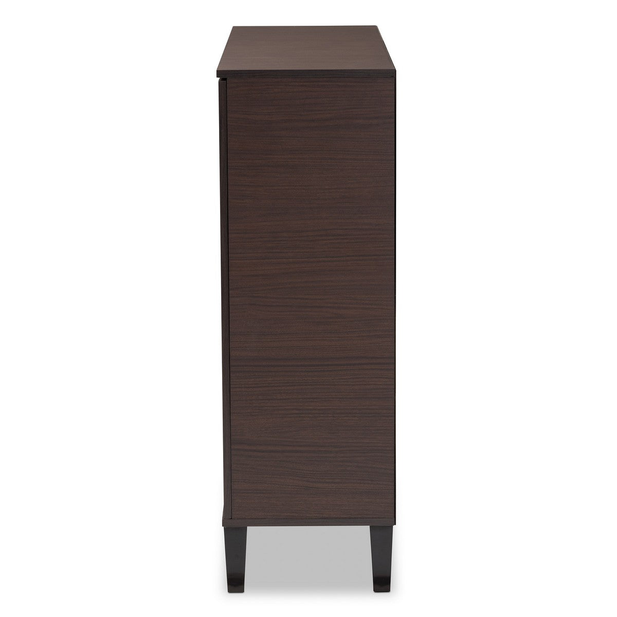 Baxton Studio Idina Mid-Century Modern Two-Tone Dark Brown and Grey Finished Wood 2-Door Shoe Cabinet