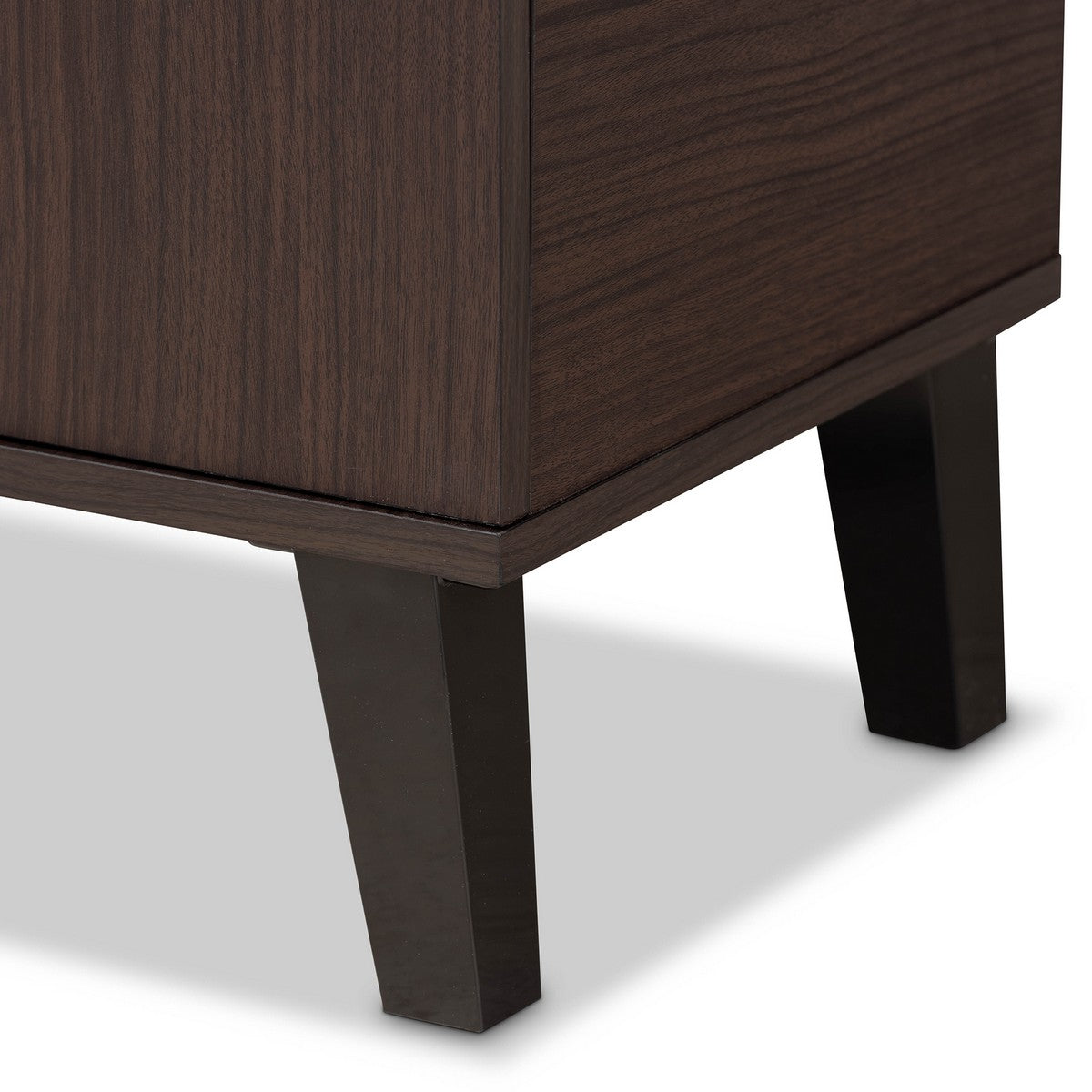 Baxton Studio Idina Mid-Century Modern Two-Tone Dark Brown and Grey Finished Wood 2-Door Shoe Cabinet