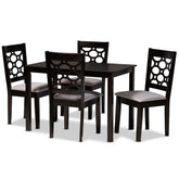 Baxton Studio Henry Modern and Contemporary Grey Fabric Upholstered and Dark Brown Finished Wood 5-Piece Dining Set Baxton Studio-Dining Sets-Minimal And Modern - 1