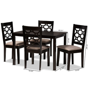 Baxton Studio Henry Modern and Contemporary Sand Fabric Upholstered and Dark Brown Finished Wood 5-Piece Dining Set