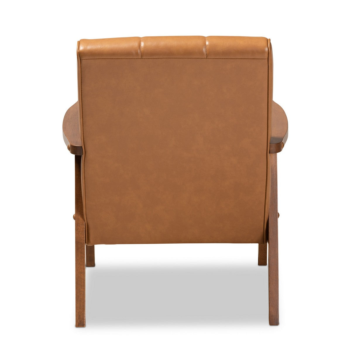 Baxton Studio Nikko Mid-century Modern Tan Faux Leather Upholstered and Walnut Brown finished Wood Lounge Chair