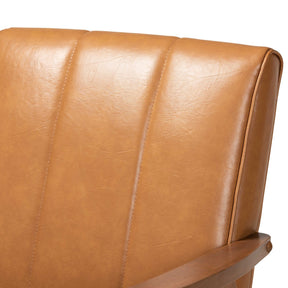 Baxton Studio Nikko Mid-century Modern Tan Faux Leather Upholstered and Walnut Brown finished Wood Lounge Chair