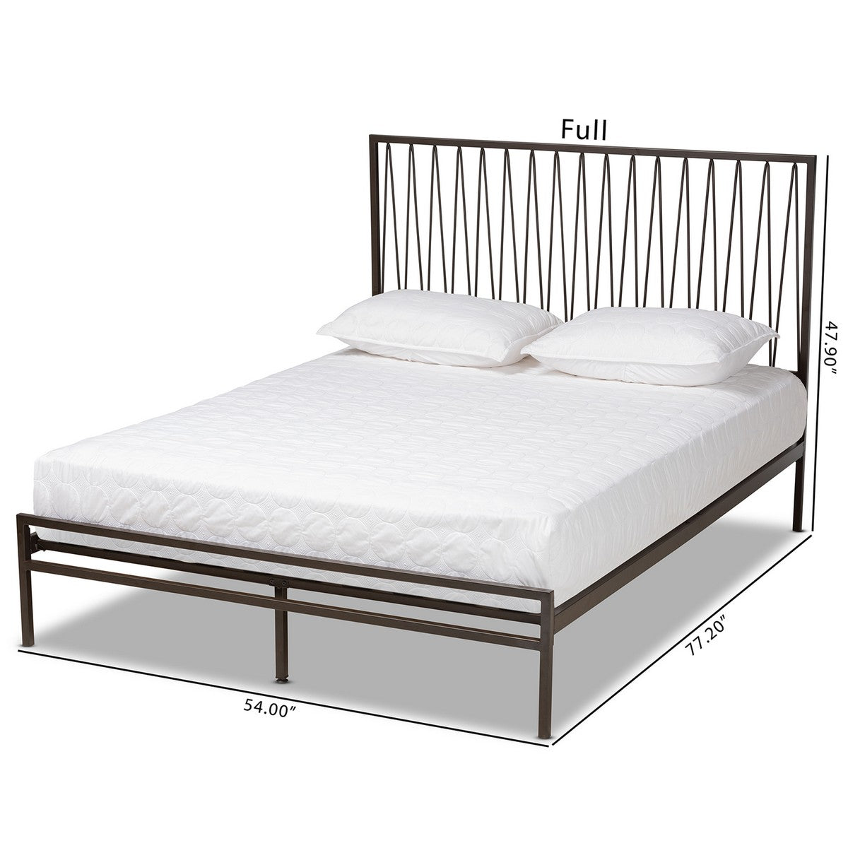 Baxton Studio Jeanette Modern and Contemporary Black Finished Metal Full Size Platform Bed