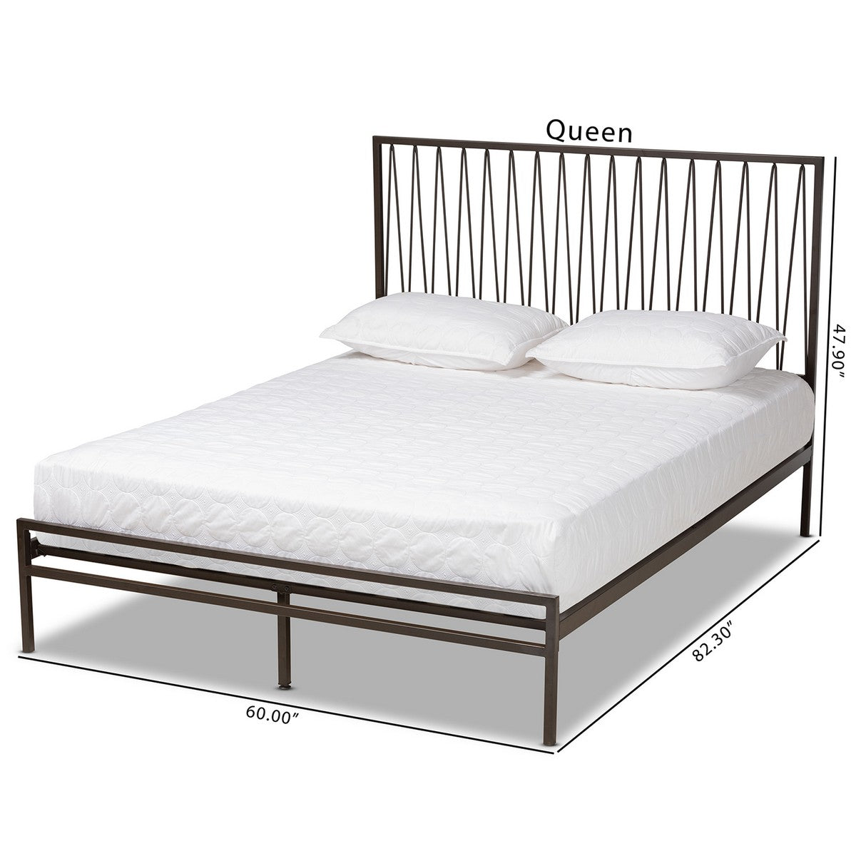 Baxton Studio Jeanette Modern and Contemporary Black Finished Metal Full Size Platform Bed