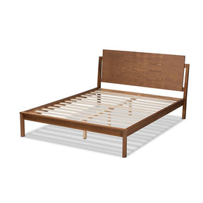 Baxton Studio Giuseppe Modern And Contemporary Walnut Brown Finished Queen Size Platform Bed - MG-0049-Ash Walnut-Queen