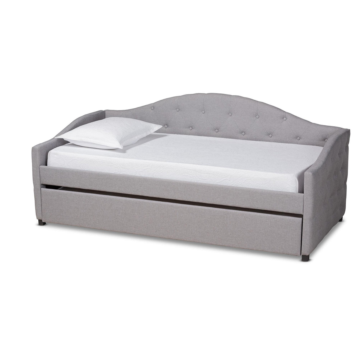 Baxton Studio Becker Modern And Contemporary Transitional Grey Fabric Upholstered Twin Size Daybed With Trundle - Becker-Grey-Daybed-T/T