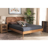 Baxton Studio Aimi Mid-Century Modern Walnut Brown Finished Wood King Size Platform Bed - Aimi-Ash Walnut-King