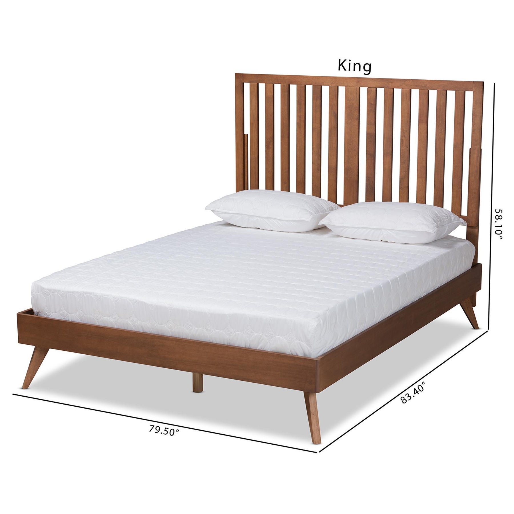 Baxton Studio Saki Mid-Century Modern Walnut Brown Finished Wood Queen Size Platform Bed - Saki-Ash Walnut-Queen