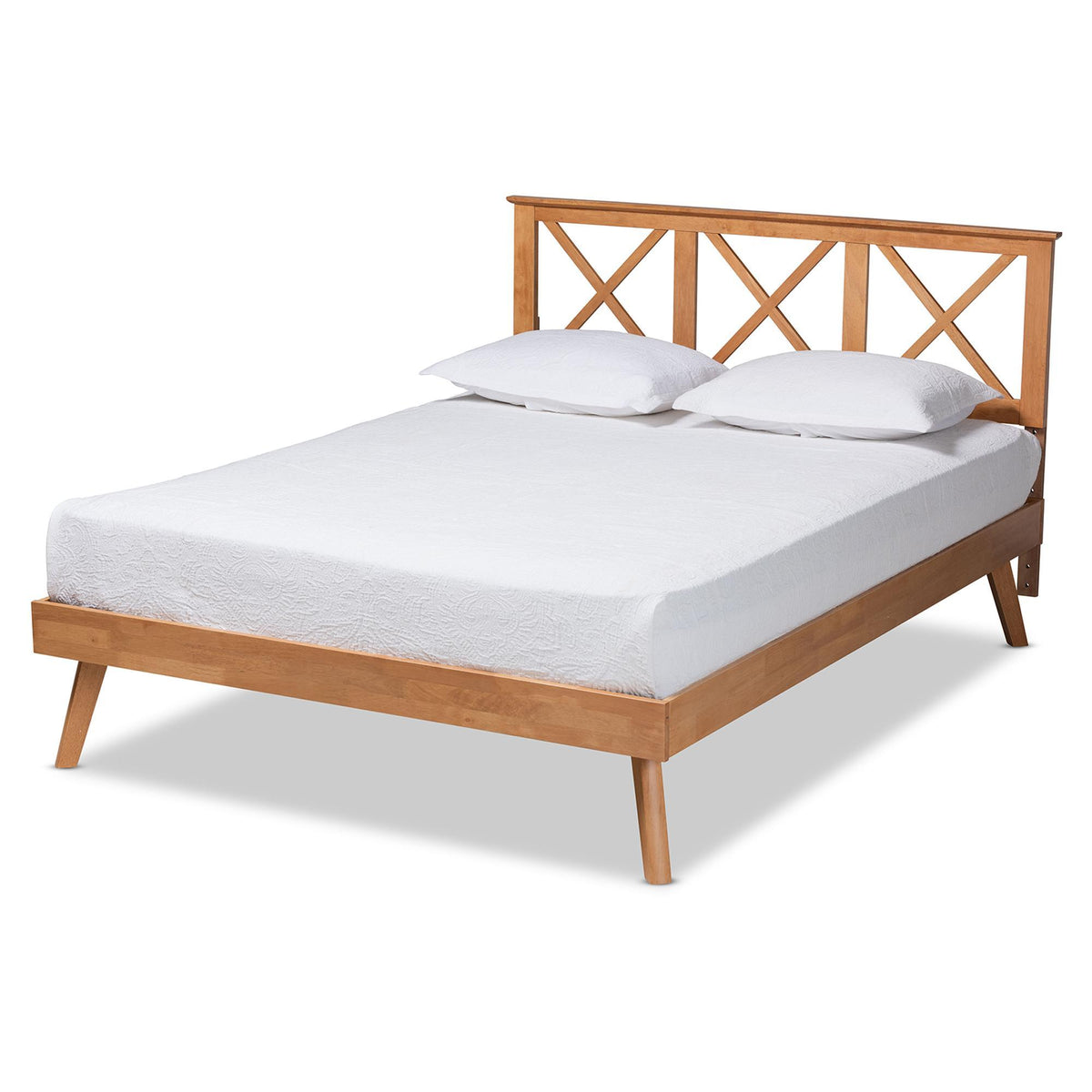 Baxton Studio Galvin Modern And Contemporary Brown Finished Wood Queen Size Platform Bed - SW8219-Rustic Brown-Queen