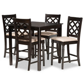 Baxton Studio Ramiro Modern and Contemporary Transitional Sand Fabric Upholstered and Dark Brown Finished Wood 5-Piece Pub Set Baxton Studio-Pub Sets-Minimal And Modern - 1