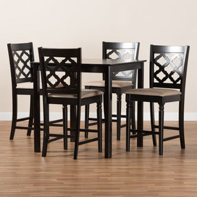 Baxton Studio Ramiro Modern and Contemporary Transitional Sand Fabric Upholstered and Dark Brown Finished Wood 5-Piece Pub Set