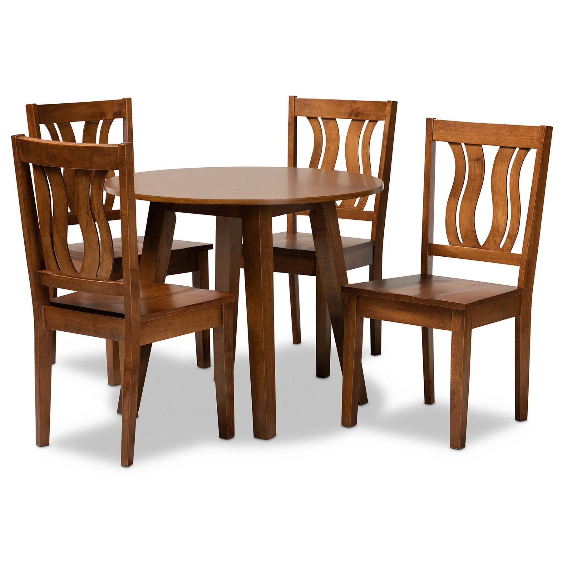 Baxton Studio Anesa Modern And Contemporary Transitional Walnut Brown Finished Wood 5-Piece Dining Set - Anesa-Walnut-5PC Dining Set