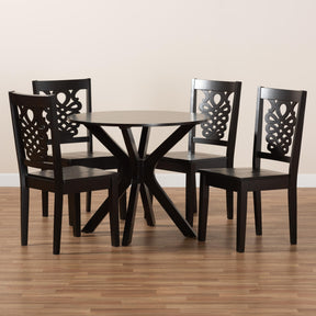 Baxton Studio Liese Modern And Contemporary Transitional Dark Brown Finished Wood 5-Piece Dining Set - Liese-Dark Brown-5PC Dining Set