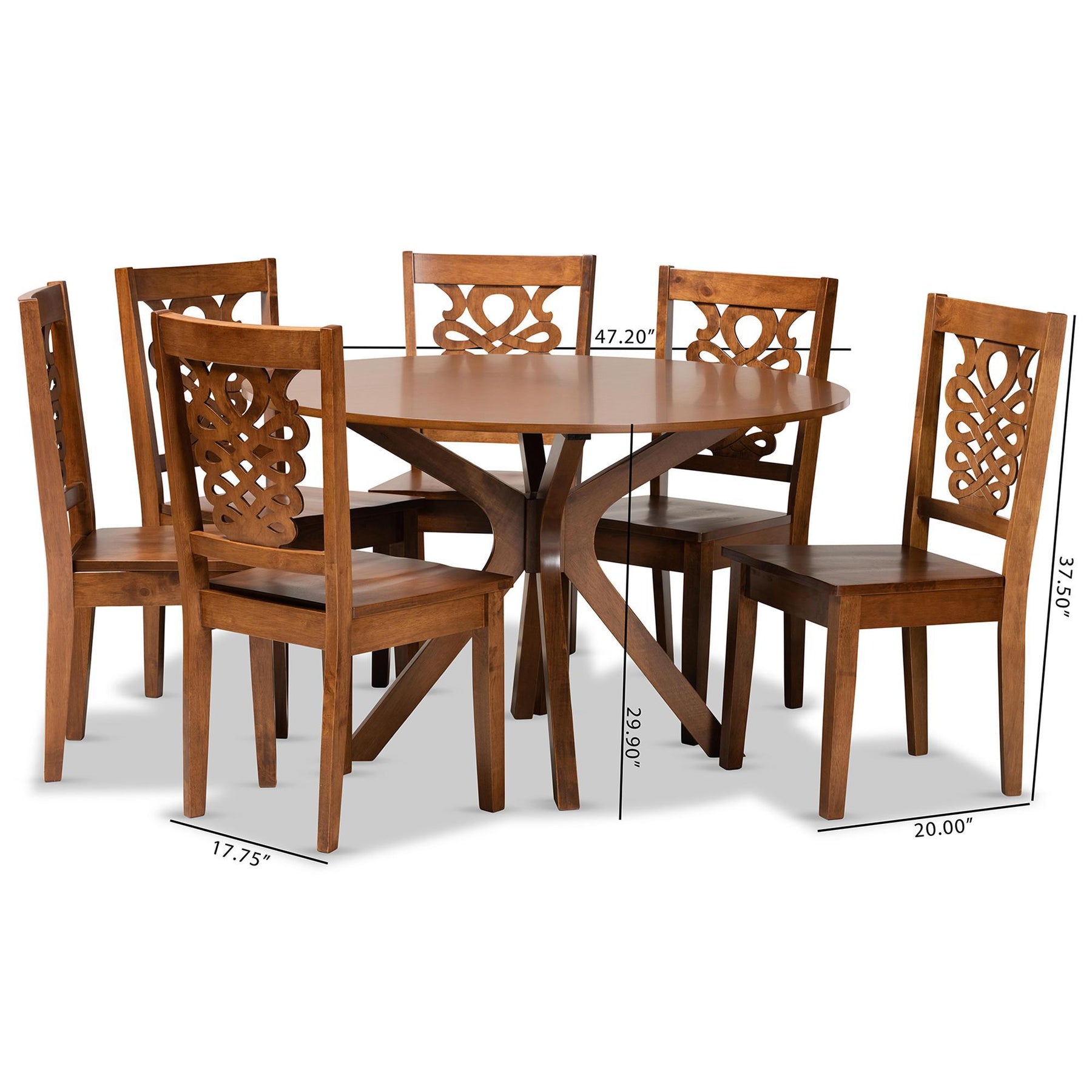 Baxton Studio Liese Modern And Contemporary Transitional Walnut Brown Finished Wood 7-Piece Dining Set - Liese-Walnut-7PC Dining Set