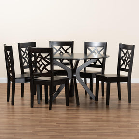 Baxton Studio Miela Modern And Contemporary Dark Brown Finished Wood 7-Piece Dining Set - Miela-Dark Brown-7PC Dining Set