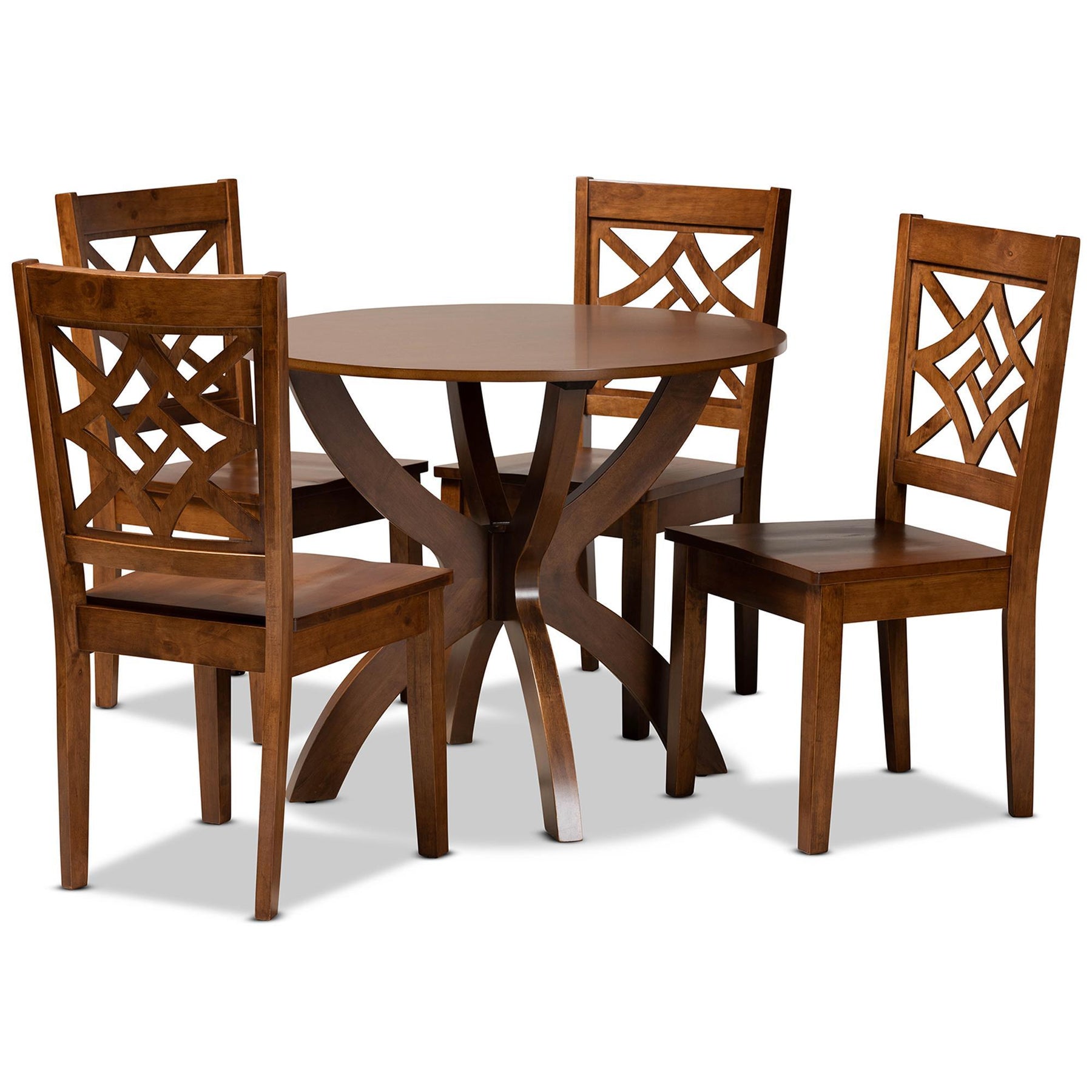 Baxton Studio Anila Modern And Contemporary Walnut Brown Finished Wood 5-Piece Dining Set - Anila-Walnut-5PC Dining Set