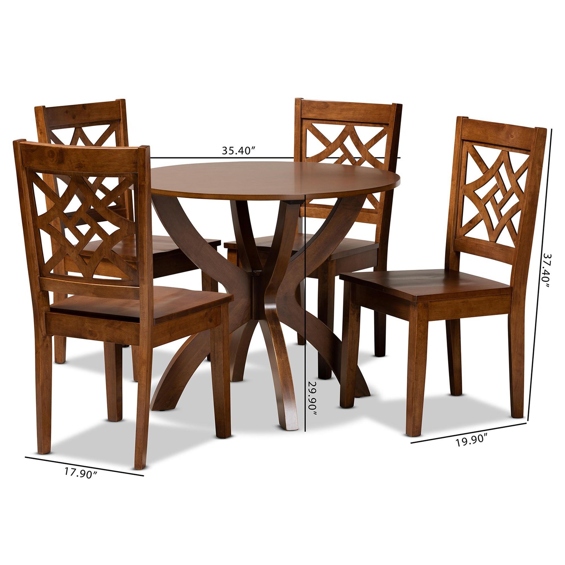 Baxton Studio Anila Modern And Contemporary Walnut Brown Finished Wood 5-Piece Dining Set - Anila-Walnut-5PC Dining Set