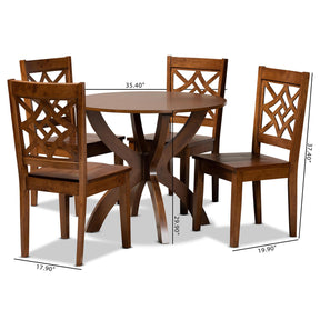 Baxton Studio Anila Modern And Contemporary Walnut Brown Finished Wood 5-Piece Dining Set - Anila-Walnut-5PC Dining Set