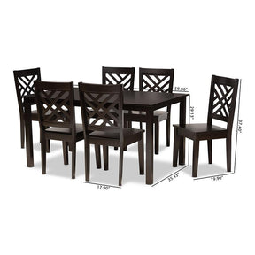 Baxton Studio Ani Modern And Contemporary Dark Brown Finished Wood 7-Piece Dining Set - Ani-Dark Brown-7PC Dining Set