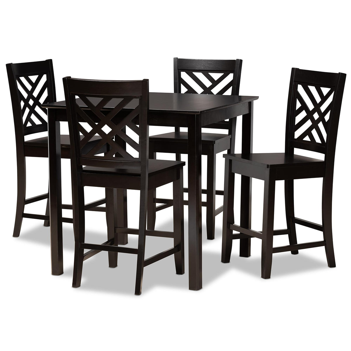 Baxton Studio Caron Modern And Contemporary Dark Brown Finished Wood 5-Piece Pub Set - RH317P-Dark Brown-5PC Pub Set