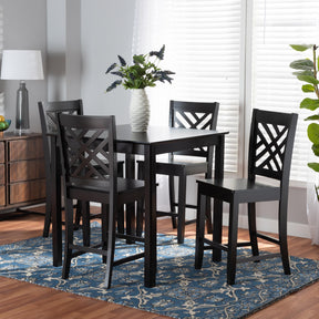 Baxton Studio Caron Modern And Contemporary Dark Brown Finished Wood 5-Piece Pub Set - RH317P-Dark Brown-5PC Pub Set