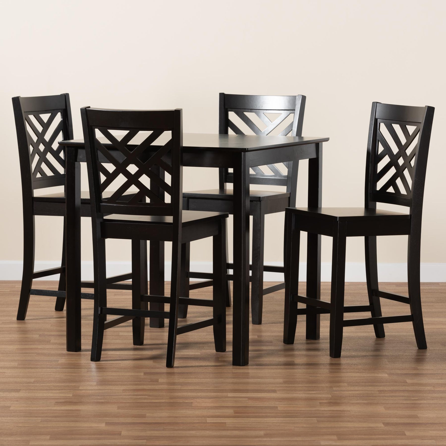 Baxton Studio Caron Modern And Contemporary Dark Brown Finished Wood 5-Piece Pub Set - RH317P-Dark Brown-5PC Pub Set