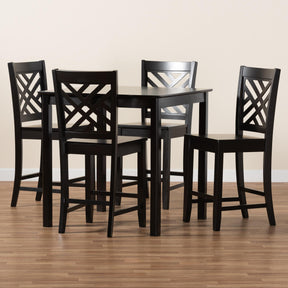 Baxton Studio Caron Modern And Contemporary Dark Brown Finished Wood 5-Piece Pub Set - RH317P-Dark Brown-5PC Pub Set