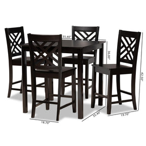 Baxton Studio Caron Modern And Contemporary Dark Brown Finished Wood 5-Piece Pub Set - RH317P-Dark Brown-5PC Pub Set