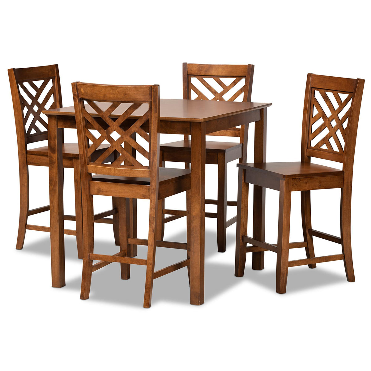 Baxton Studio Caron Modern And Contemporary Walnut Brown Finished Wood 5-Piece Pub Set - RH317P-Walnut-5PC Pub Set