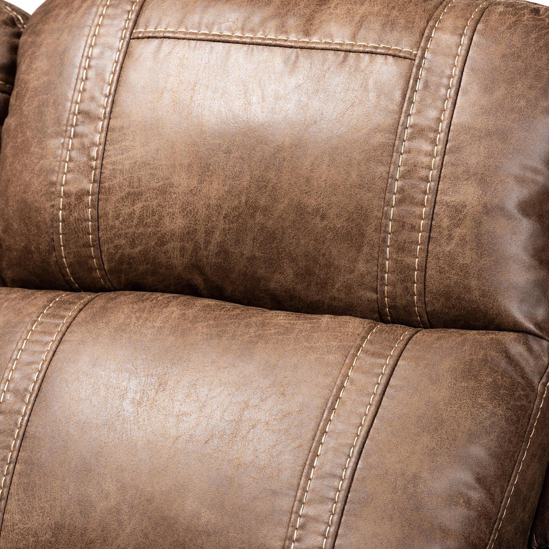 Baxton Studio Buckley Modern And Contemporary Light Brown Faux Leather Upholstered 2-Seater Reclining Loveseat With Console - 7075I52D-Light Brown-Loveseat