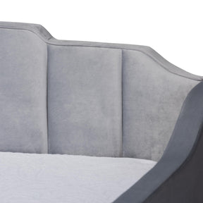 Baxton Studio Lennon Modern And Contemporary Grey Velvet Fabric Upholstered Twin Size Daybed With Trundle - CF9172-Silver Grey Velvet-Daybed-T/T