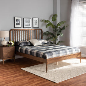 Baxton Studio Neilan Modern And Contemporary Walnut Brown Finished Wood Queen Size Platform Bed - MG0058-Walnut-Queen