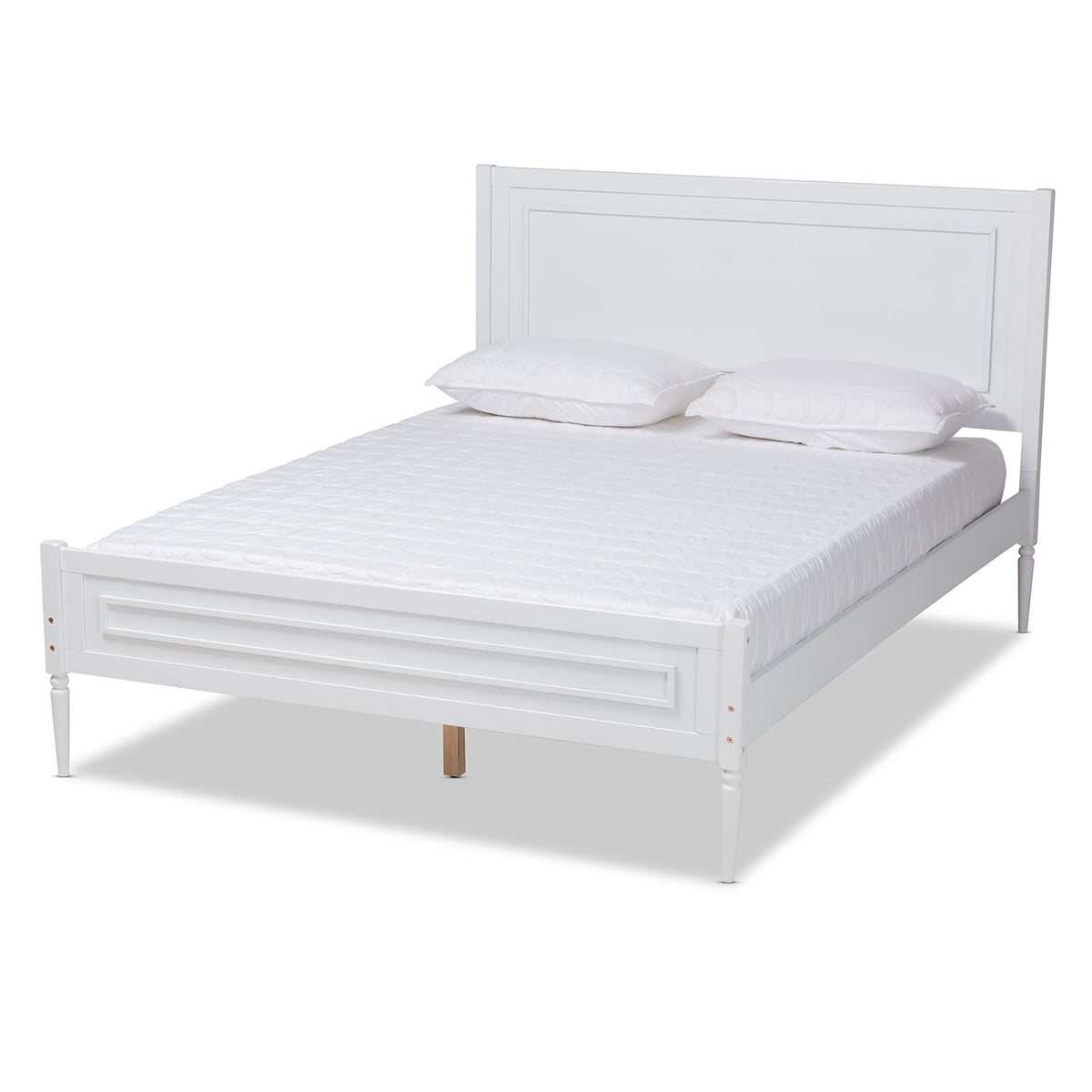 Baxton Studio Daniella Modern And Contemporary White Finished Wood Queen Size Platform Bed - MG0076-White-Queen Bed