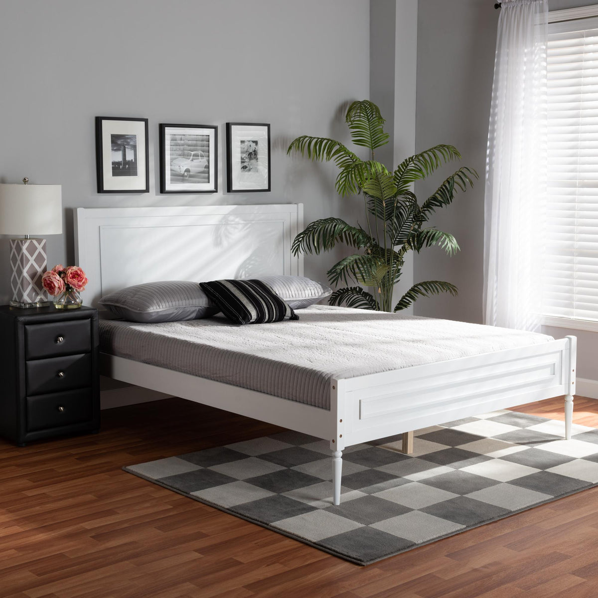 Baxton Studio Daniella Modern And Contemporary White Finished Wood Queen Size Platform Bed - MG0076-White-Queen Bed