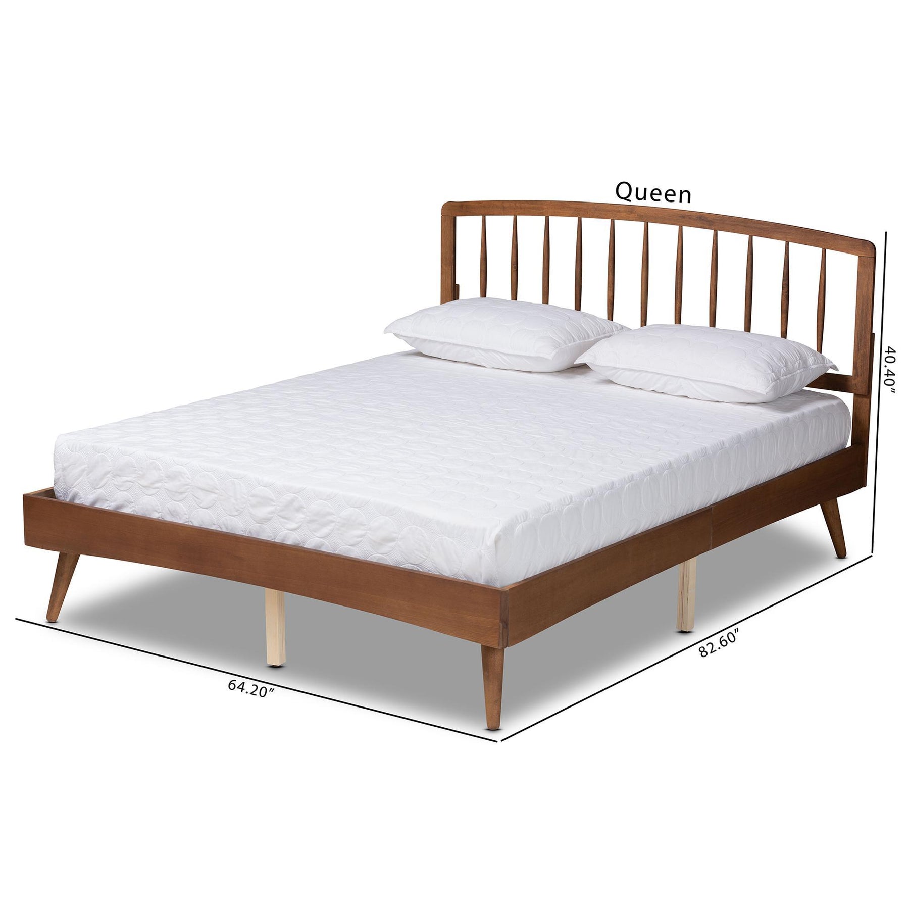 Baxton Studio Paton Mid-Century Modern Walnut Brown Finished Wood Full Size Platform Bed - MG0020-5S-Walnut-Full